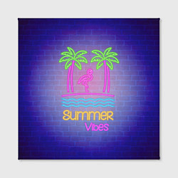 Холст квадратный Неоновые пальмы и фламинго summer vibes, цвет: 3D-принт — фото 2