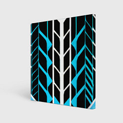 Холст квадратный Blue and white lines on a black background, цвет: 3D-принт