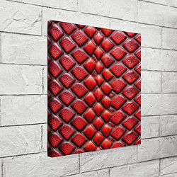 Холст квадратный Змеиная объемная текстурная красная кожа, цвет: 3D-принт — фото 2