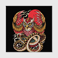 Холст квадратный Сова со змеёй в японском стиле, цвет: 3D-принт — фото 2
