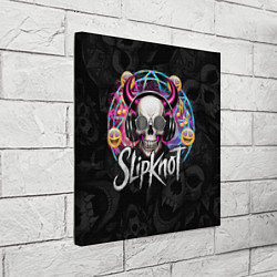 Холст квадратный Slipknot на фоне черепа демона с рогами в очках, цвет: 3D-принт — фото 2