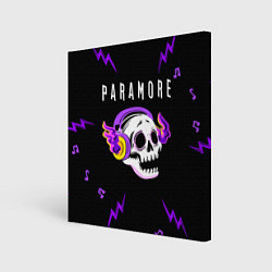 Картина квадратная Paramore неоновый череп