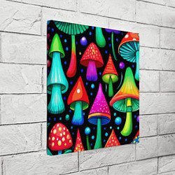 Холст квадратный Неоновые мухоморы в горошек, цвет: 3D-принт — фото 2