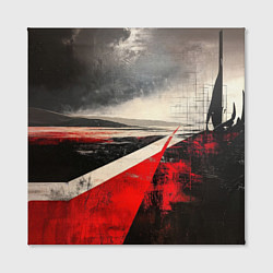 Холст квадратный Футуристичный пейзаж в ретро стиле, цвет: 3D-принт — фото 2