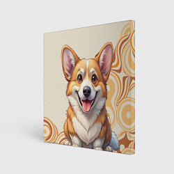 Картина квадратная Милый улыбающийся корги - big picture