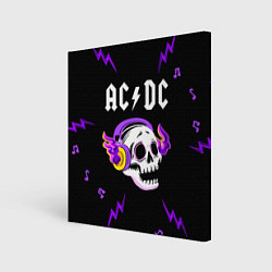 Картина квадратная AC DC неоновый череп