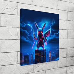 Холст квадратный Пикачу в роли Годзиллы - неоновое свечение, цвет: 3D-принт — фото 2