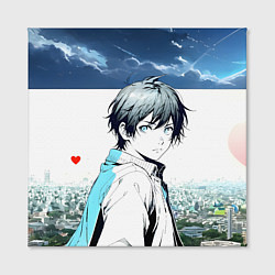 Холст квадратный Аниме город, цвет: 3D-принт — фото 2
