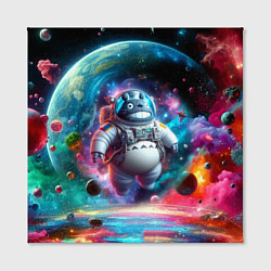 Холст квадратный Astronaut Totoro in neon space - ai art fantasy, цвет: 3D-принт — фото 2