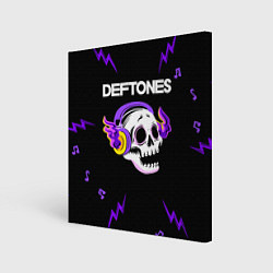 Картина квадратная Deftones неоновый череп