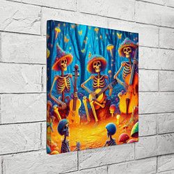 Холст квадратный Музыкальная группа скелетов на лесной поляне, цвет: 3D-принт — фото 2