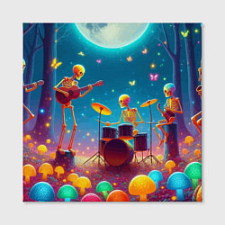 Холст квадратный Квинтет скелетов музицирует на грибной поляне, цвет: 3D-принт — фото 2