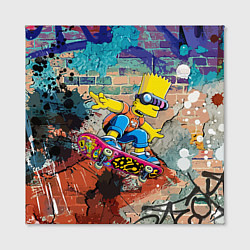 Холст квадратный Bart Simpson on a skateboard - graffiti, цвет: 3D-принт — фото 2