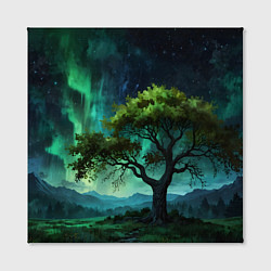 Холст квадратный Северное сияние и дерево, цвет: 3D-принт — фото 2
