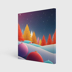 Картина квадратная Яркие новогодние елки