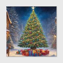 Холст квадратный Рождественская елка с подарками, цвет: 3D-принт — фото 2