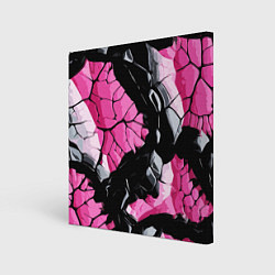 Холст квадратный Чёрные линии на чёрно-розовом фоне, цвет: 3D-принт
