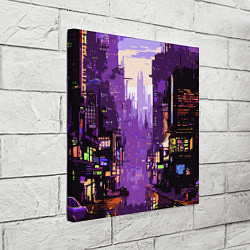 Холст квадратный Киберпанк город фиолетовый, цвет: 3D-принт — фото 2