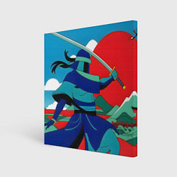 Картина квадратная Яркий самурай