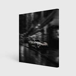 Картина квадратная Белый спорткар