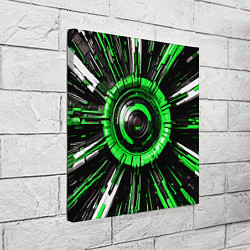 Холст квадратный Чёрно-зелёная сфера киберпанк, цвет: 3D-принт — фото 2