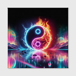 Холст квадратный Инь янь - неоновый космос, цвет: 3D-принт — фото 2
