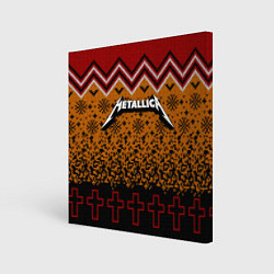 Холст квадратный Metallica christmas ugly sweater, цвет: 3D-принт