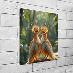 Холст квадратный Влюбленные птички с коронами, цвет: 3D-принт — фото 2