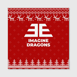 Холст квадратный Новогодний Imagine Dragons с оленями, цвет: 3D-принт — фото 2