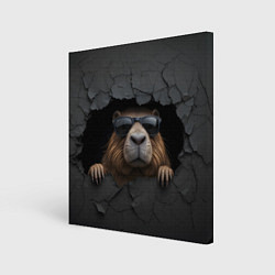 Картина квадратная Капибара в стене