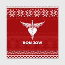Холст квадратный Новогодний Bon Jovi, цвет: 3D-принт — фото 2