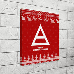 Холст квадратный Новогодний Thirty Seconds to Mars с оленями, цвет: 3D-принт — фото 2