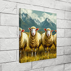 Холст квадратный Четыри овцы в горах, цвет: 3D-принт — фото 2