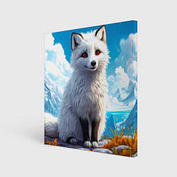 Картина квадратная Песец в зимних горах