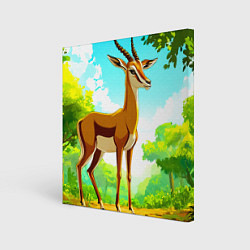 Картина квадратная Газель в лесу