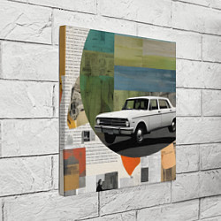 Холст квадратный Коллаж с ретро автомобилем, цвет: 3D-принт — фото 2