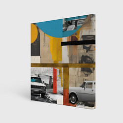 Картина квадратная Ретро коллаж с автомобилем