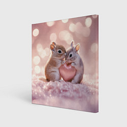 Картина квадратная Влюбленные белочки с сердечком