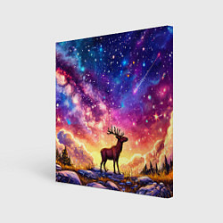 Картина квадратная Лось и звездное небо