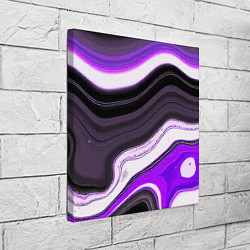 Холст квадратный Волнистые горизонтальные чёрно-фиолетовые полосы н, цвет: 3D-принт — фото 2