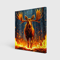 Картина квадратная Лось в огне