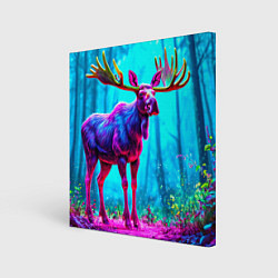 Холст квадратный Лось в сереневом свете, цвет: 3D-принт