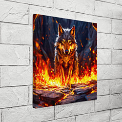 Холст квадратный Волк в огненной пещере, цвет: 3D-принт — фото 2