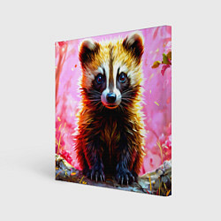 Картина квадратная Росомаха в розовом лесу