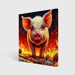 Картина квадратная Свинка в огне