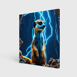 Картина квадратная Сурикат в разрядах молний