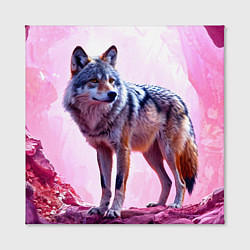 Холст квадратный Волк в розовом, цвет: 3D-принт — фото 2