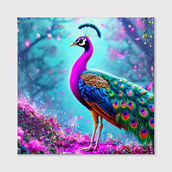 Холст квадратный Павлин в неоновом свете, цвет: 3D-принт — фото 2