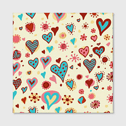 Холст квадратный Цветные сердечки, цвет: 3D-принт — фото 2