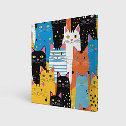 Картина квадратная Разноцветные котики